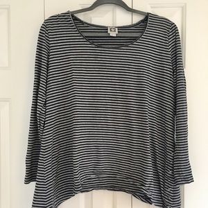 Anne Klein Black and Gray Striped Shirt